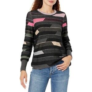 Nic+Zoe Shaded Stripes Sweater Women's Size S NWT Cotton Blend Crew Neck